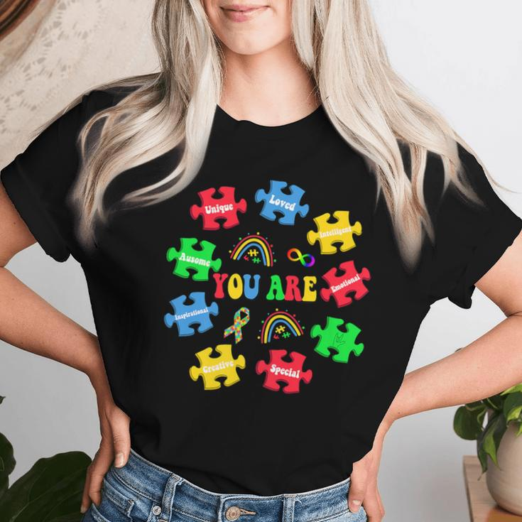 You Are Awesome Autism Rainbow Puzzles Autism Awareness Women T-shirt Gifts for Her