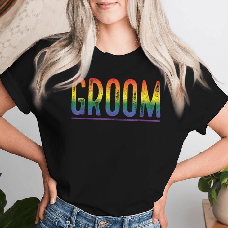 Bachelor Party Gay Pride Rainbow Groom Women T-shirt Gifts for Her