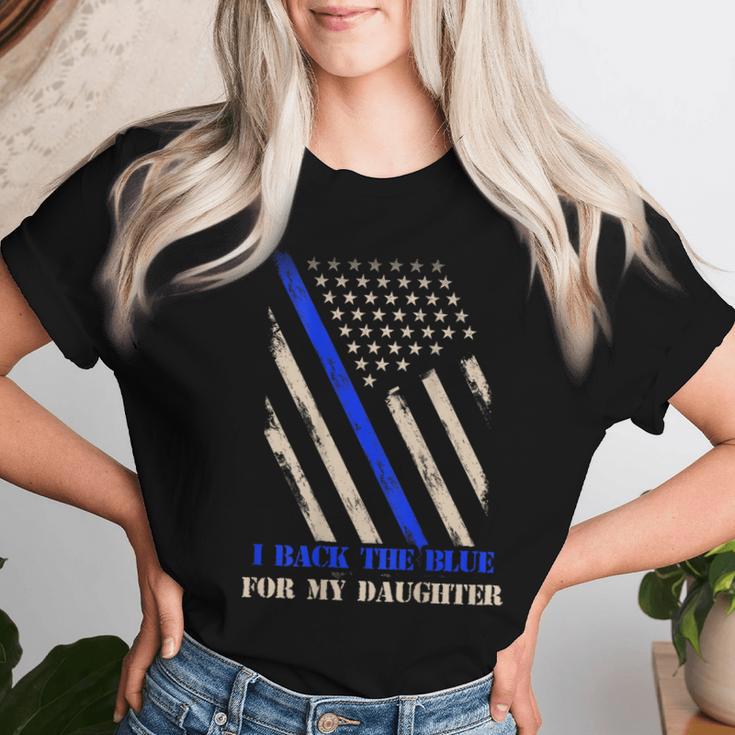 Back The Blue For My Daughter Proud Police Officer's Mom Dad Women T-shirt Gifts for Her