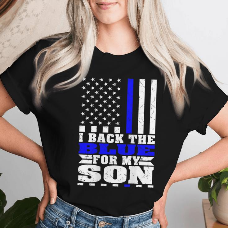 I Back The Blue For My Son Proud Police Mom Dad Cop's Parent Women T-shirt Gifts for Her