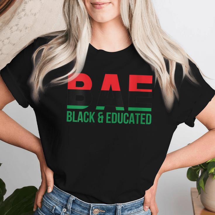 Bae Black & Educated Afro Pride Pan African Flag Melanin Women T-shirt Gifts for Her