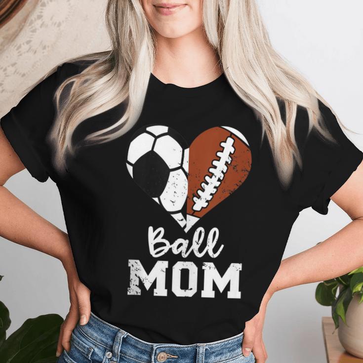 Ball Mom Heart Football Soccer Mom Women T-shirt Gifts for Her