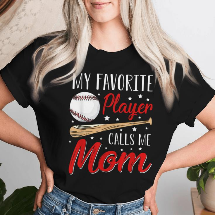 Baseball My Favorite Player Calls Me Mom Heart Mother Women T-shirt Gifts for Her