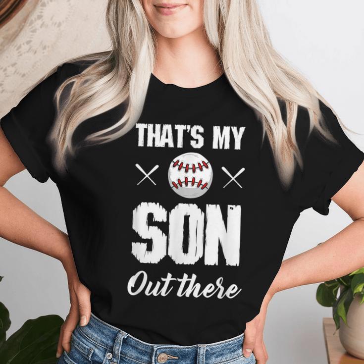 Baseball Mama Papa Lustig Das Ist Mein Sohn Da Draußen Baseball T-shirt Frauen Geschenke für Sie