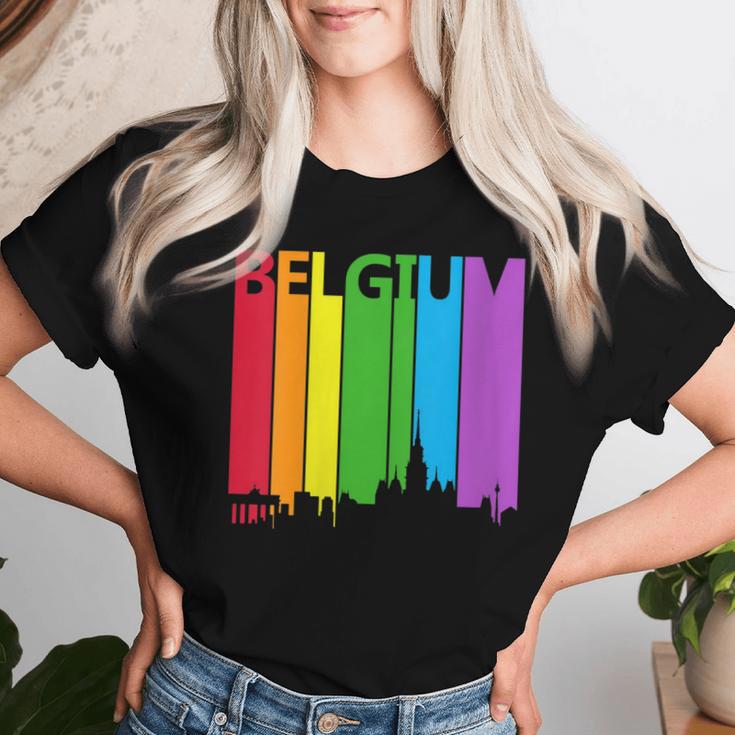 Belgium Skyline Lgbt Pride Women T-shirt Gifts for Her