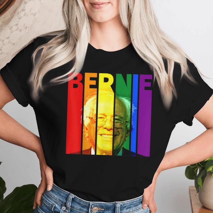 Bernie Sanders Gay Lgbtq Rainbow Vintage Democrat Voter Women T-shirt Gifts for Her