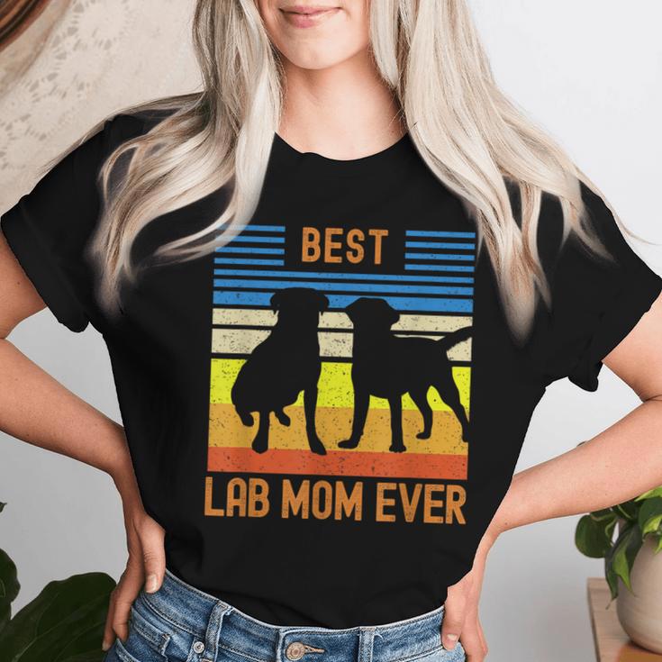 Best Lab Mom Ever Black Yellow Chocolate Matching Parents Women T-shirt Gifts for Her