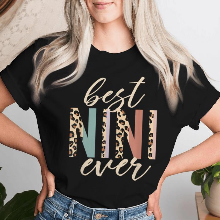 Best Nini Ever Leopard Print Mother's Day Women T-shirt Gifts for Her
