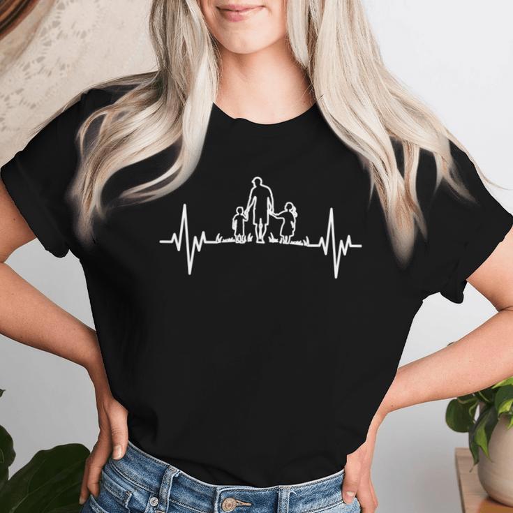 Bester Papa Der Welt Heartbeat Father Son And Daughter T-shirt Frauen Geschenke für Sie