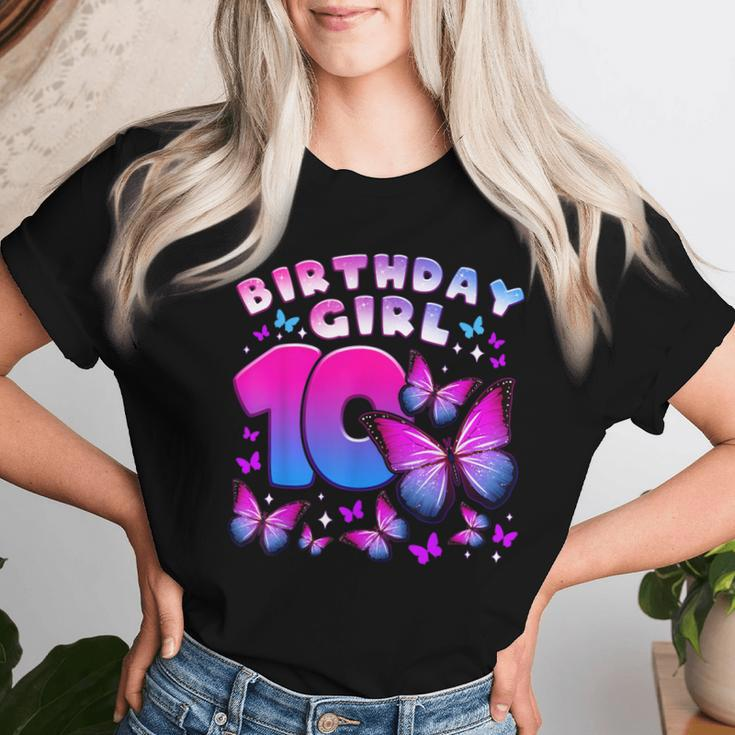 Birthday Girl 10 Year Old Butterfly Number 10 Women T-shirt Gifts for Her