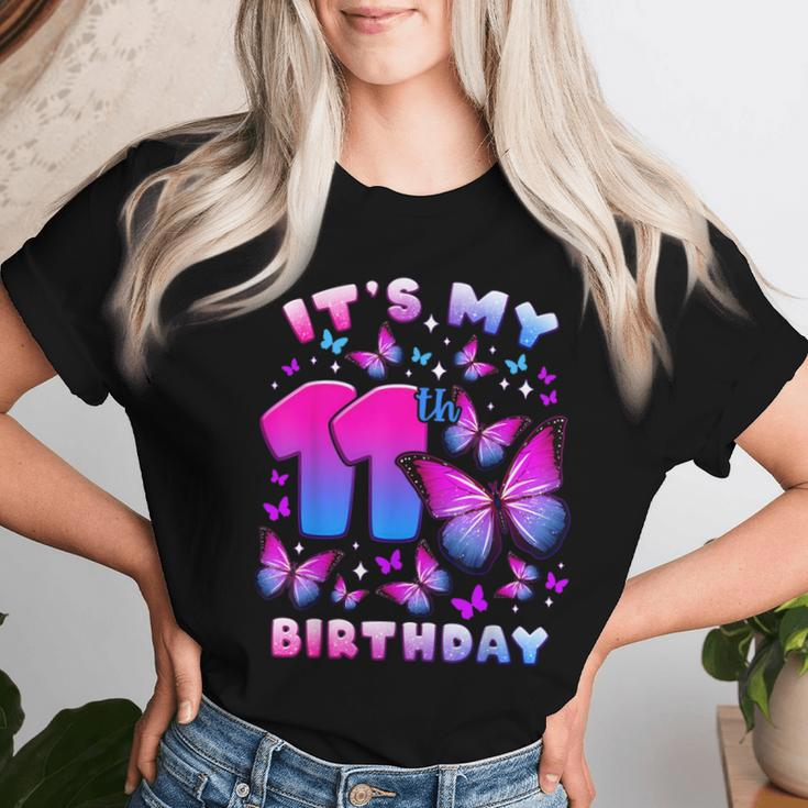 Birthday Girl 11 Year Old Butterfly Number 11 Women T-shirt Gifts for Her