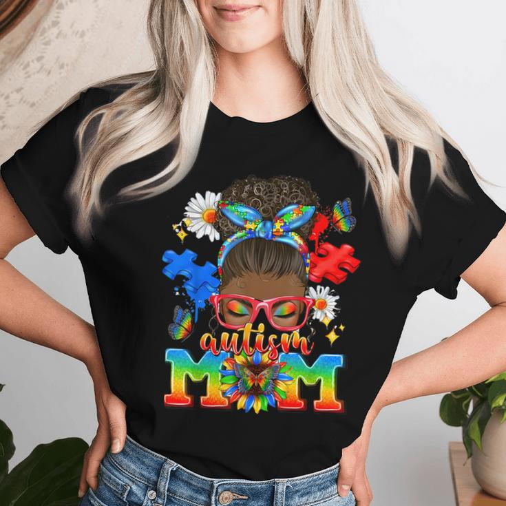 Black Afro American Autism Awareness Mom African Autism Women T-shirt Gifts for Her