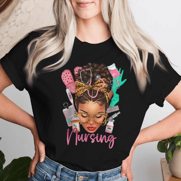 Black Melanin Nurse Black History Month Afro Hair Women T-shirt Gifts for Her