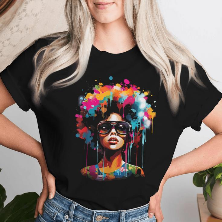 Black Queen Dripping Afro Melanin Junenth Women T-shirt Gifts for Her