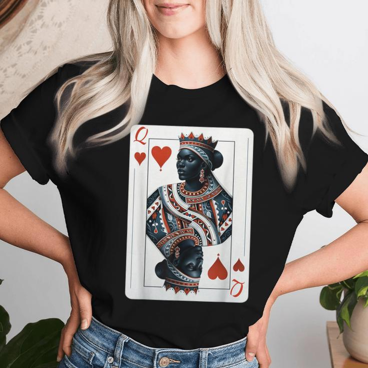 Black Queen Of Hearts Card Deck Game Proud Black Woman Women T-shirt Gifts for Her