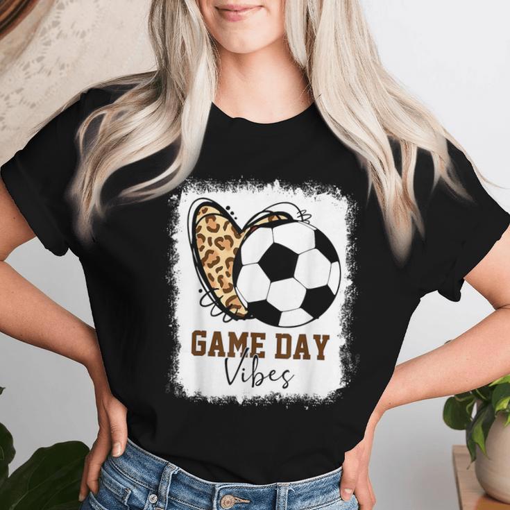 Bleached Soccer Game Day Vibes Soccer Mom Game Day Season Women T-shirt Gifts for Her