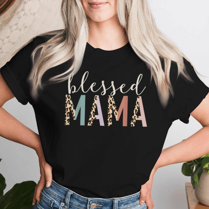 Blessed Mama Cute Leopard Print Women T-shirt Gifts for Her