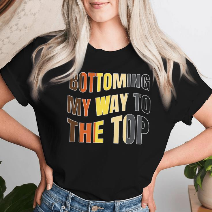 Bottoming My Way To Top Gay Bear Rainbow Flag Cruising Women T-shirt Gifts for Her