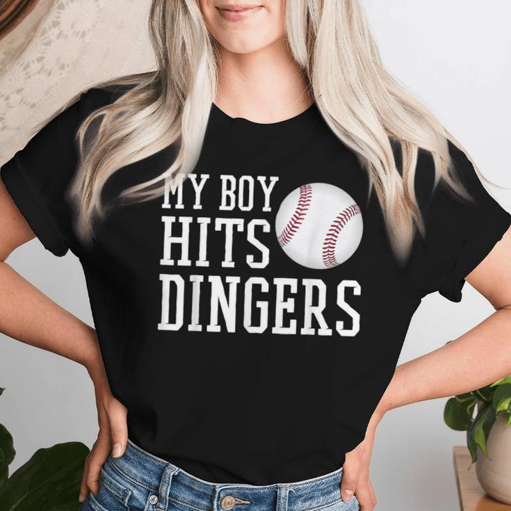 My Boy Hits Dingers Baseball Mom Dad I Hit Dingers Women T-shirt Gifts for Her
