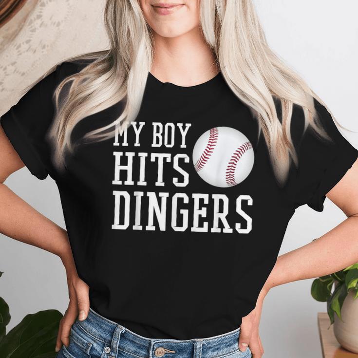 My Boy Hits Dingers Proud Baseball Mom & Dad I Hit Dingers Women T-shirt Gifts for Her