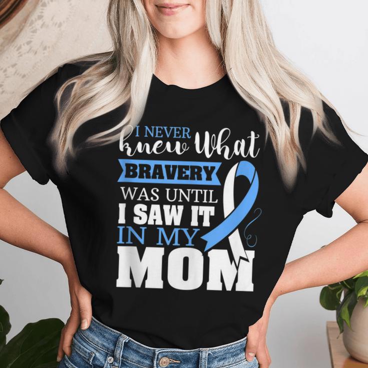 Bravery Mom Prostate Cancer Awareness Ribbon Women T-shirt Gifts for Her