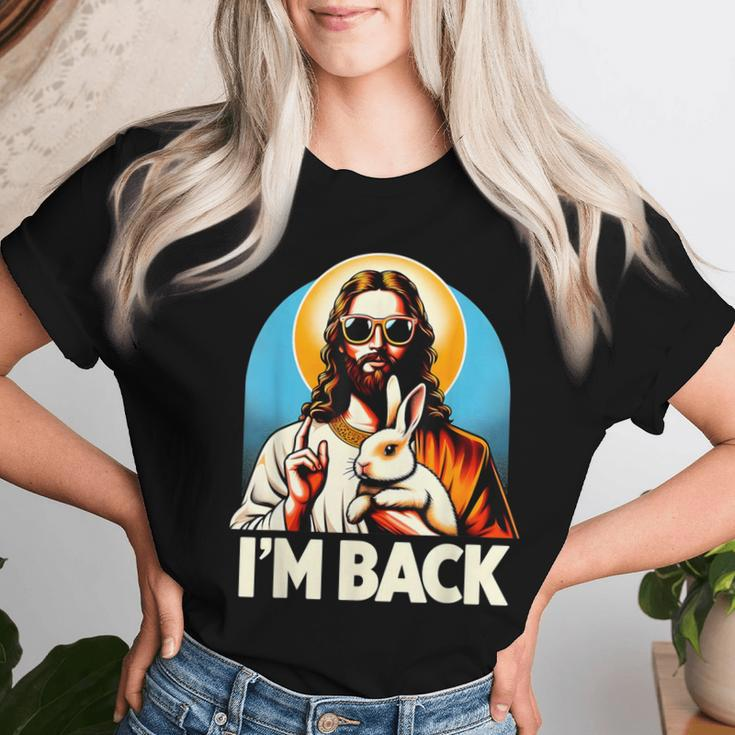 Bunny Christian Jesus Guess Who's Back Happy Easter Day Women T-shirt Gifts for Her