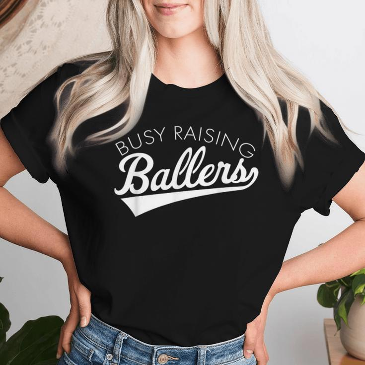 Busy Raising Ballers Baseball Mom & Parent Sports Women T-shirt Gifts for Her