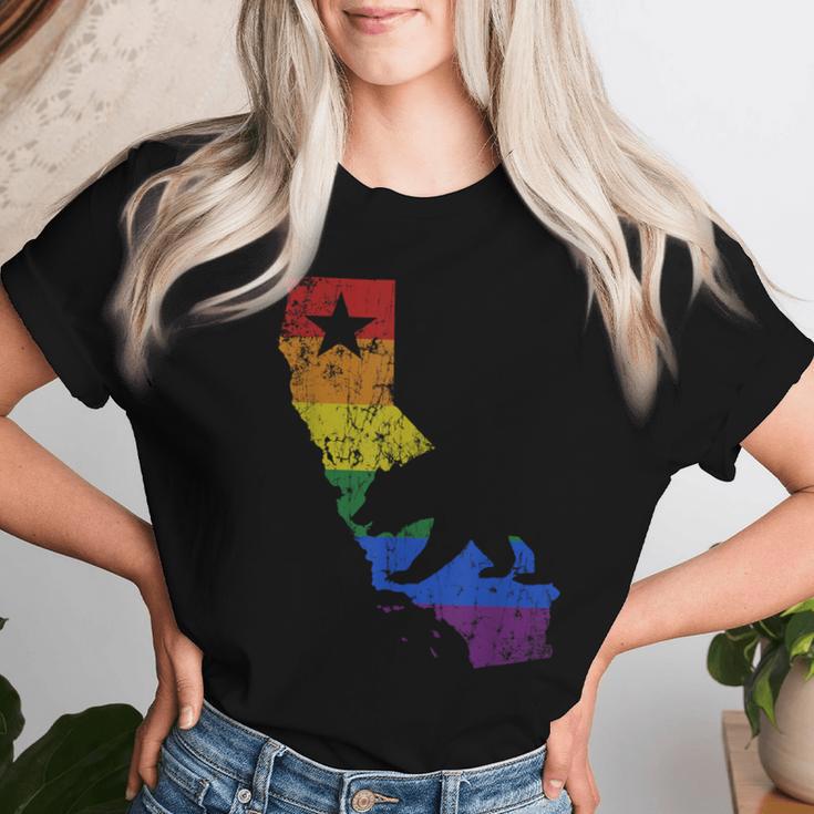 California Lgbtq Gay Lesbian Pride Rainbow Flag Women T-shirt Gifts for Her