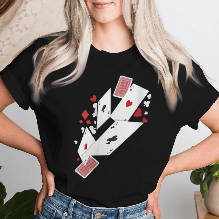 Card Shark Poker Player Four Aces Gambling Idea Women T-shirt Gifts for Her