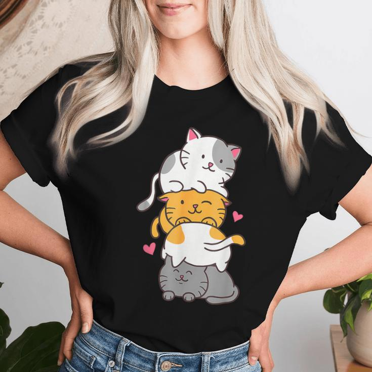 Cat Cute Kitty Pile Cats Anime Kawaii Neko Girls Women T-shirt Gifts for Her