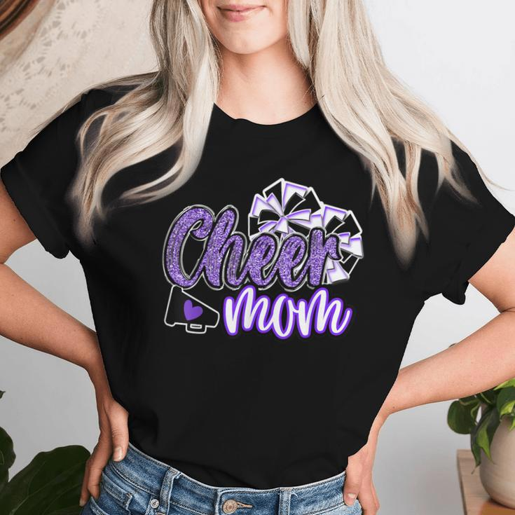 Cheer Mom Megaphone Purple Leopard Cheetah Print Women T-shirt Gifts for Her
