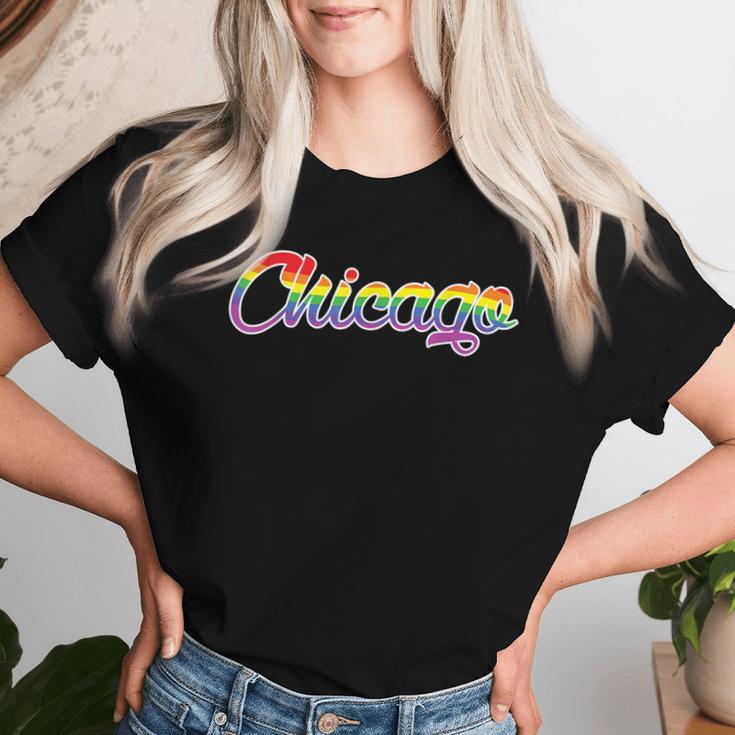 Chicago Illinois Gay Pride Parade Classic Rainbow Flag 2023 Women T-shirt Gifts for Her