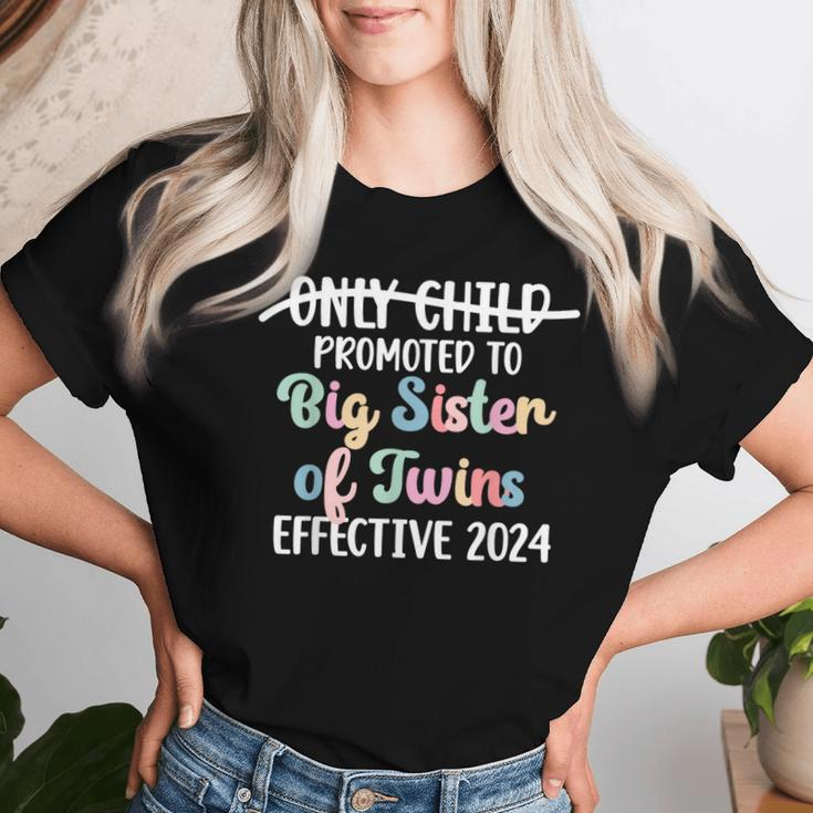 Only Child Promoted To Big Sister Of Twins Effective 2024 Women T-shirt Gifts for Her