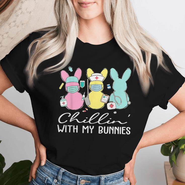 Chillin With My Bunnies Nurse Easter Day Nursing Rn Nicu Women T-shirt Gifts for Her