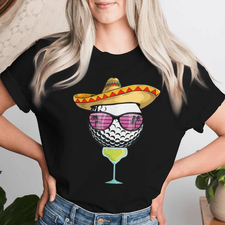 Cinco De Mayo Golf Ball With Sombrero Margarita Golfer Women T-shirt Gifts for Her