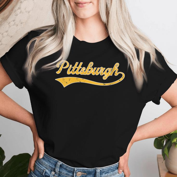 College University Pittsburgh Pennsylvania Baseball Fan Women T-shirt Gifts for Her