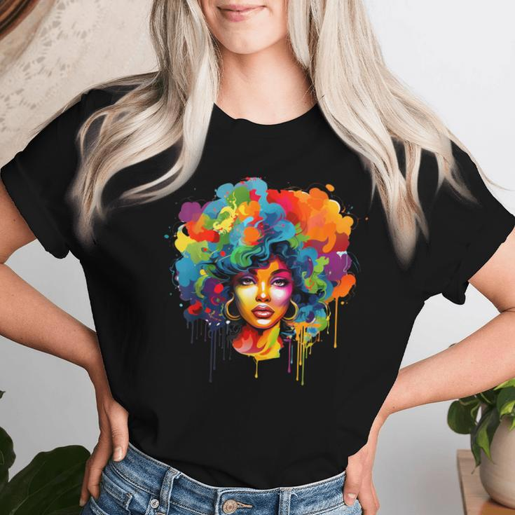 Colorful Afro Woman African American Melanin Blm Girl Women T-shirt Gifts for Her