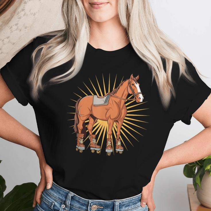 Cool Horse Farm Animal Roller Skating Women T-shirt Gifts for Her