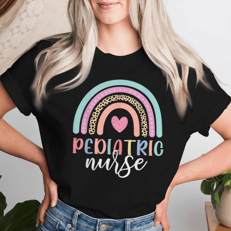 Cute Pediatric Nure Peds Nurse Nursing School Team Rainbow Women T-shirt Gifts for Her