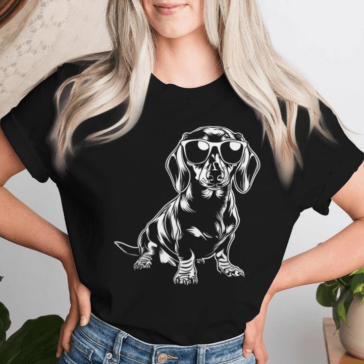 Dackel Wiener Hund Sonnenbrille Lustig Hund Mama Papa T-shirt Frauen Geschenke für Sie