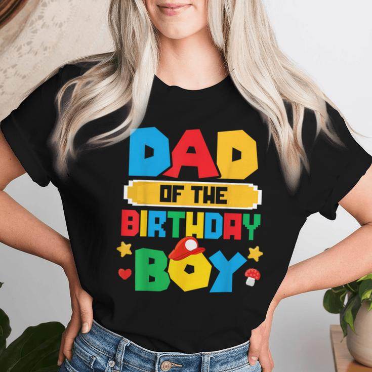 Dad Of The Birthday Boy Game Gaming Dad And Mom Family Women T-shirt Gifts for Her