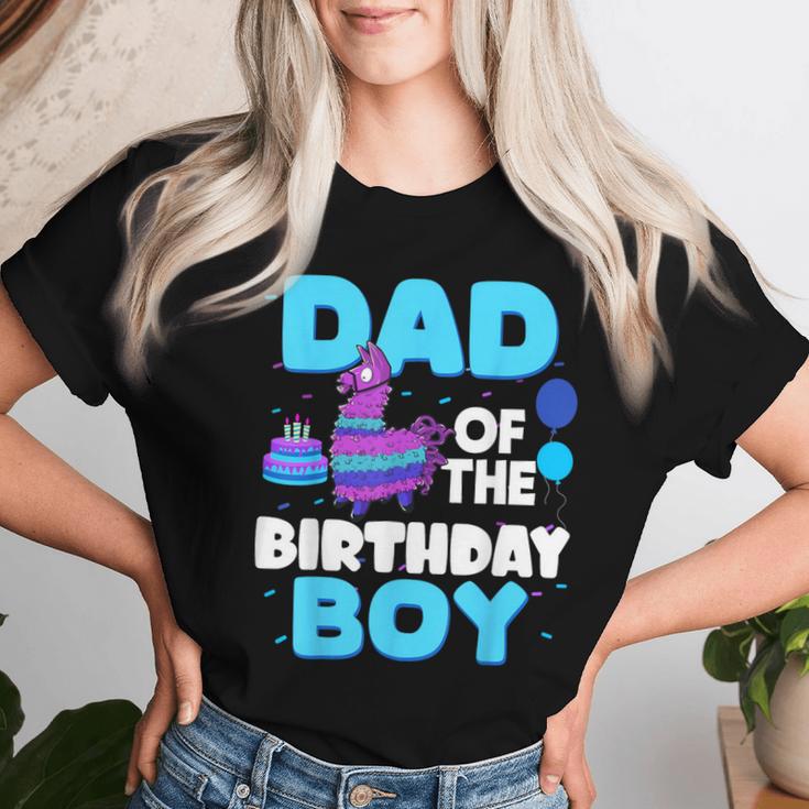 Dad Of The Birthday Boy Llama Dad And Mom Family Party Women T-shirt Gifts for Her