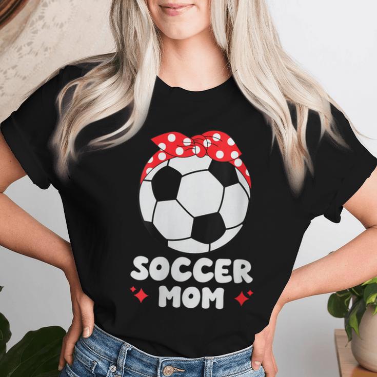 Damen Fußball Mama Sohn Tochter Fußballer Mutter Fußballspieler Mit-Ausschnitt T-shirt Frauen Geschenke für Sie