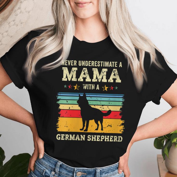 Damen Lustiger Deutscher Schäferhund Mama Haustier Besitzer K9 Polizei Hund Papa Mit-Ausschnitt T-shirt Frauen Geschenke für Sie