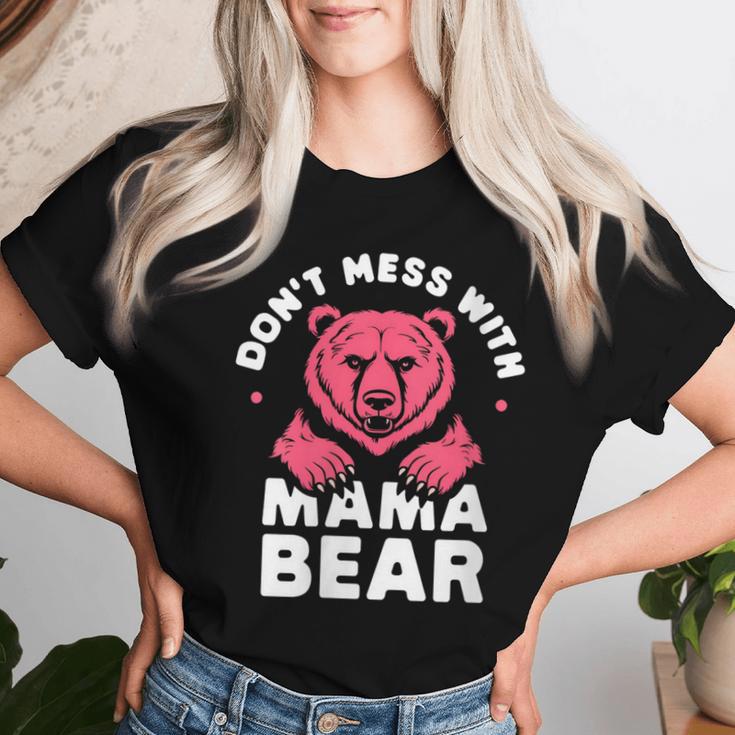 Damen Lustiger Muttertag Für Damen Don't Mess With Mama Bear Mit-Ausschnitt T-shirt Frauen Geschenke für Sie