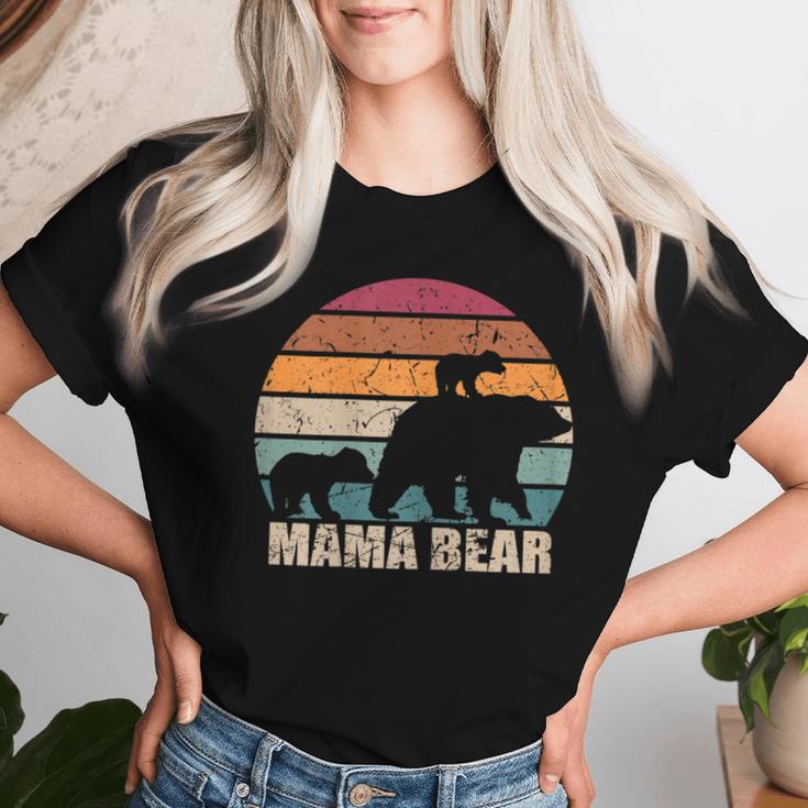 Damen Retro Mama Bäron 2 Kindern Muttertag Zweifach Mama T-shirt Frauen Geschenke für Sie