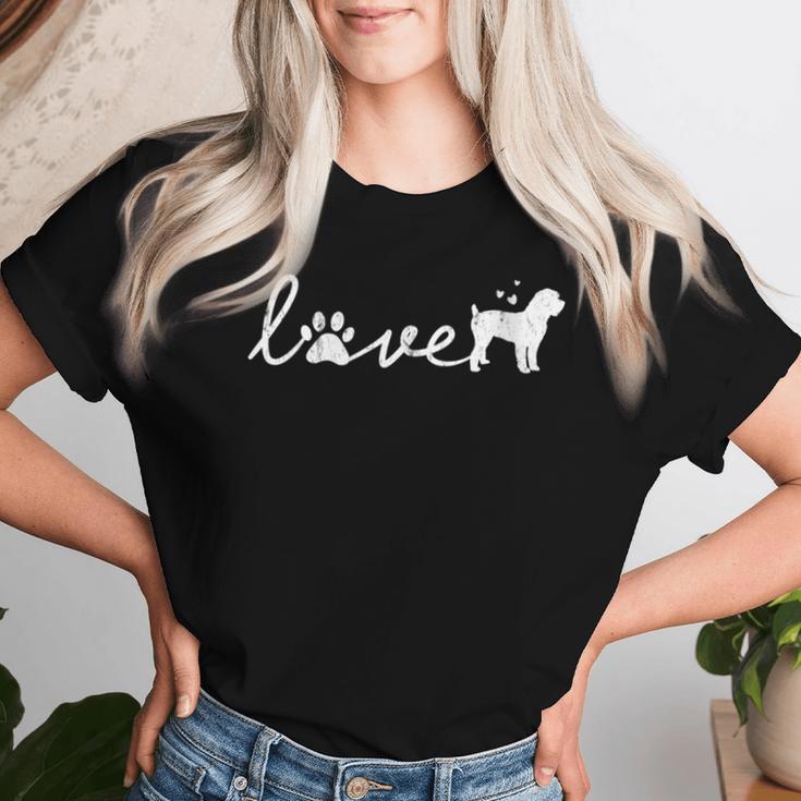 Damen Schnoodle Mama Papa Hund Liebe Pet Paw Geschenk Mit-Ausschnitt T-shirt Frauen Geschenke für Sie