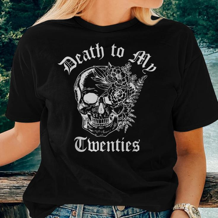 Death To My Twenties 30Th Birthday 30 Yr Old Floral Skeleton Women T-shirt Gifts for Her