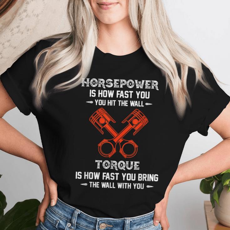 Diesel Mechanics Auto Mechanic Say It With Horse Power Women T-shirt Gifts for Her