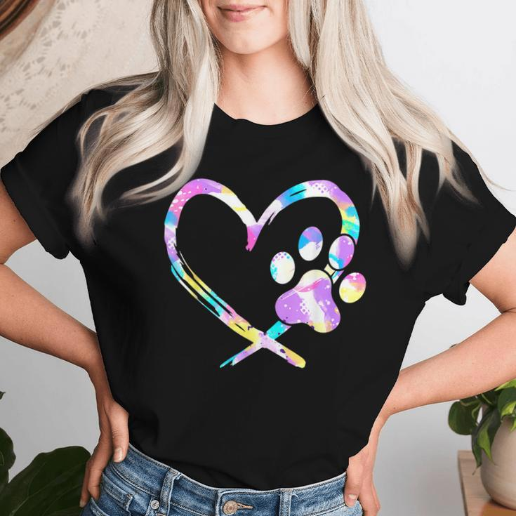 Dog Paw Heart Dogs Lover Dog Mom Dog Dad Valentine's Day Women T-shirt Gifts for Her